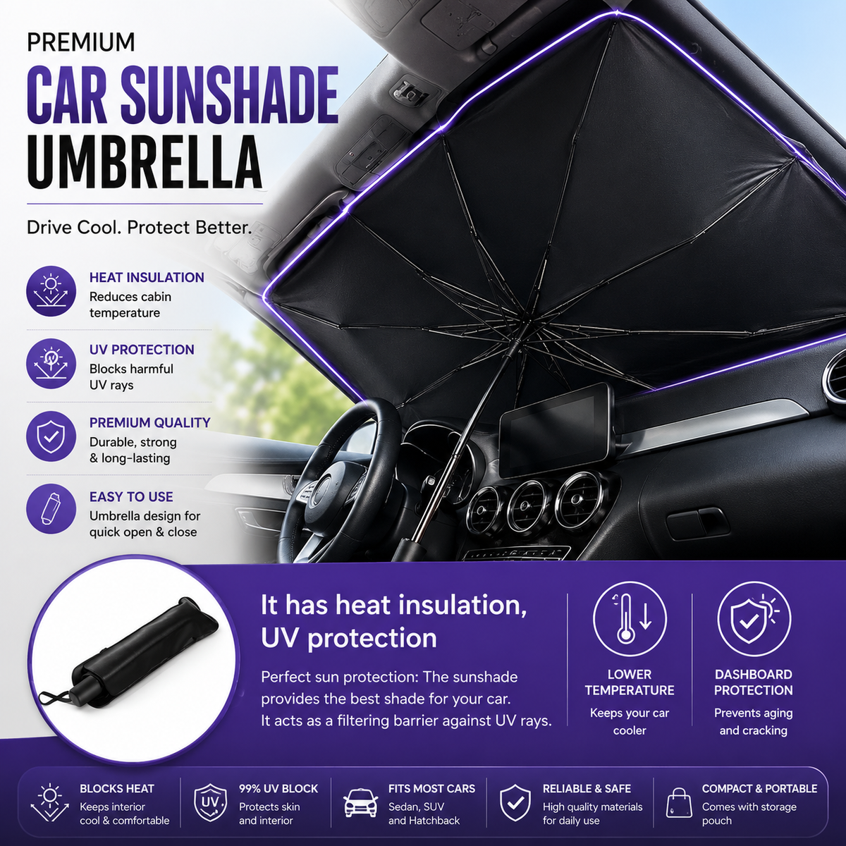 Car Windshield Sunshade Umbrella
