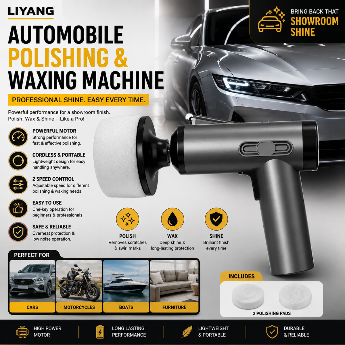 Cordless Car Polisher &amp; Waxing Machine