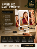 3 Folds Lighted Makeup Mirror