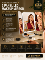 3 Folds Lighted Makeup Mirror