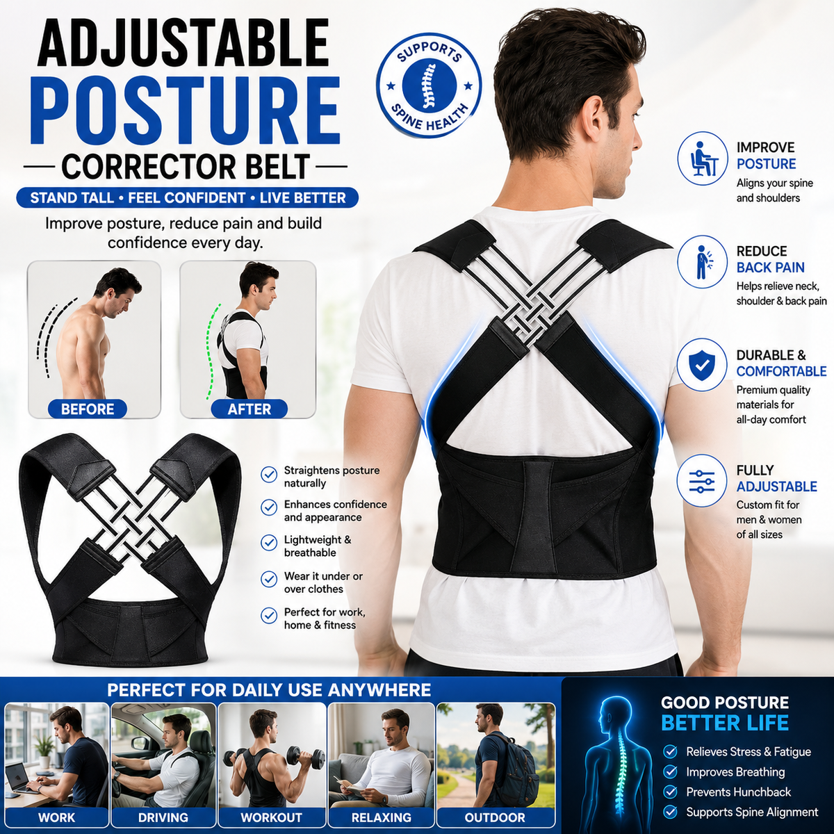 Adjustable Posture Corrector Belt